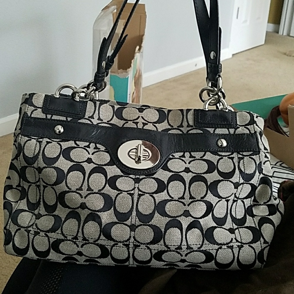 Authentic Black & Gray Coach Purse